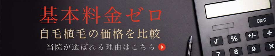 基本料金ゼロ 自毛植毛の価格を比較