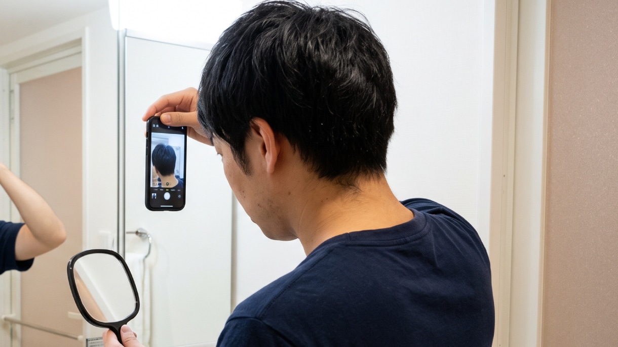 自分の「頭頂部」を撮ってみてください