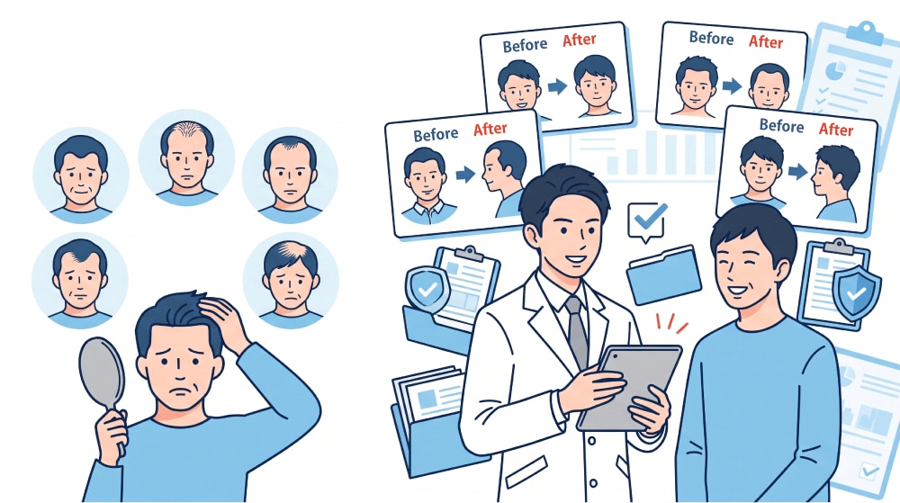基準1. 自分と同じ薄毛タイプの「症例数」は豊富か？