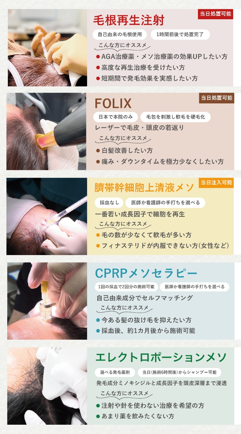 💉薬で満足できない方にも!AGA専門院ならではの薄毛治療ができます