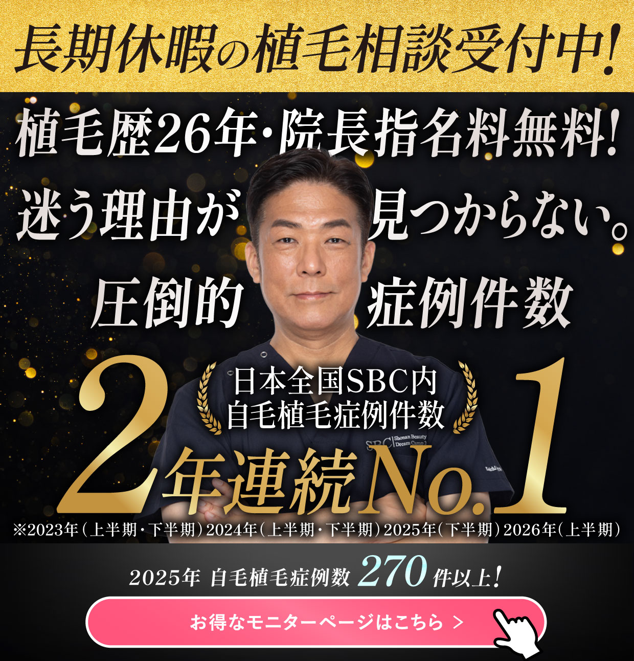 自毛植毛症例数全国ナンバーワンNo.1